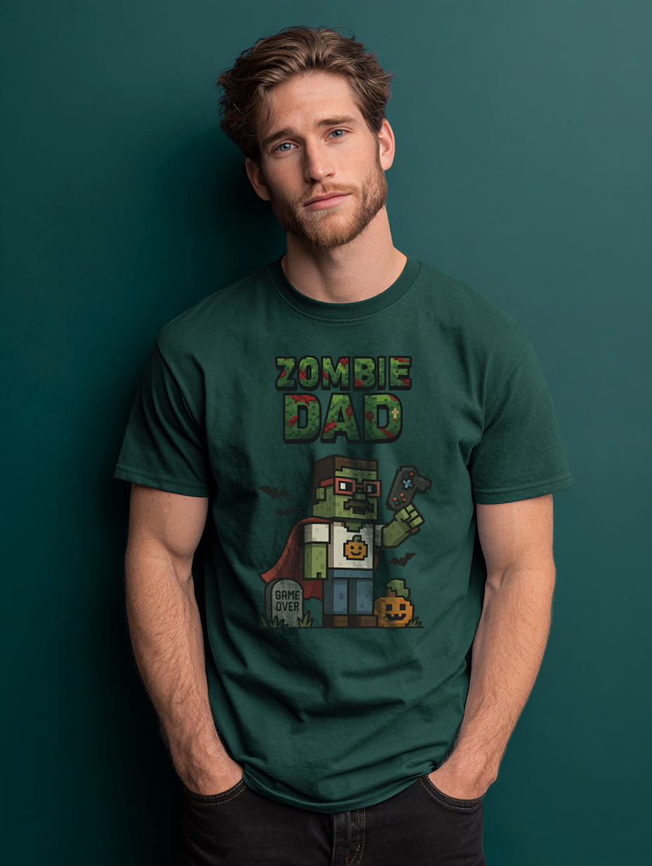 Camiseta Unisex "Zombie Dad" Heavy Cotton 180 g — Verde oscuro | Edición TAV®